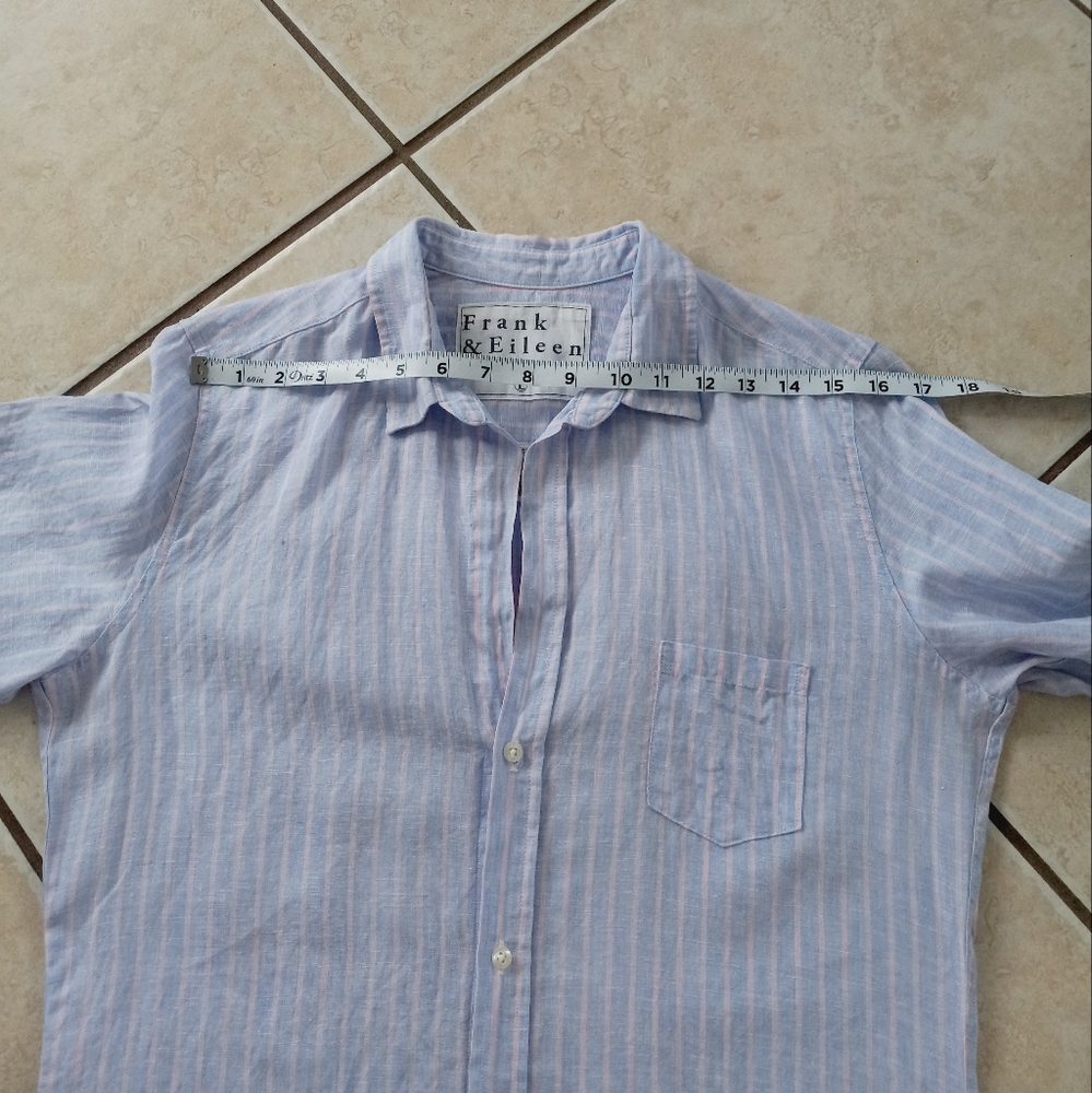 Frank & Eileen Barry Linen Blue Pink Stripe L - Picture 9 of 13